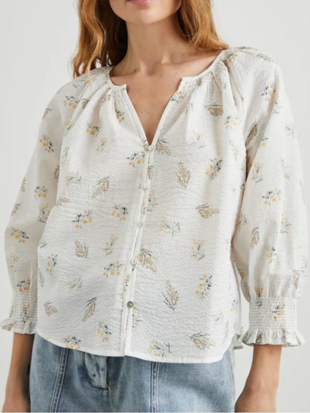 Rails Mariah Amaryllis White Floral Button-Front Top